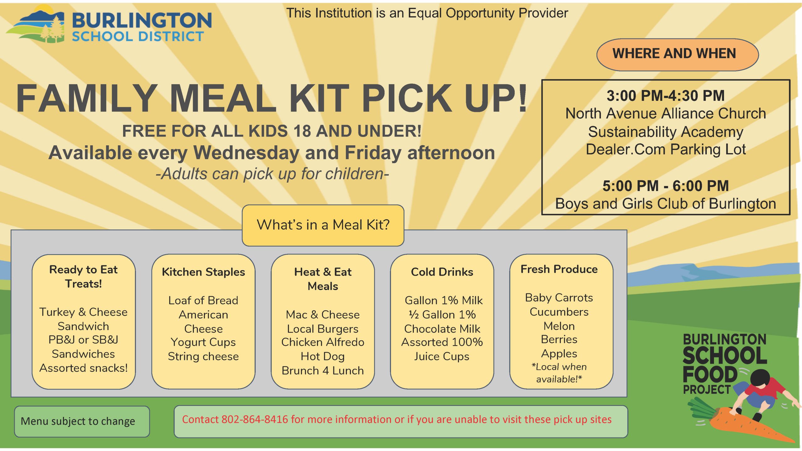 Flier-Meal Kit Pick up Locations